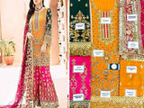 Embroidered Chiffon Bridal Dress with Embroidered Silk Trouser (DZ13321)