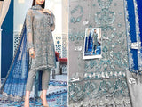 Heavy Embroidered Grey Net Wedding Dress (DZ14117)