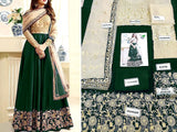 Indian Embroidered Green Chiffon Maxi Dress (DZ13799)