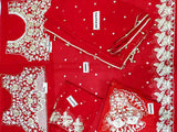 Embroidered Red Chiffon Bridal Dress (DZ12424)