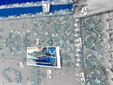 Heavy Embroidered Grey Net Wedding Dress (DZ14117)