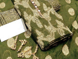 Banarsi Style Cotton Jacquard Dress with Cotton Jacquard Dupatta (DZ15052)