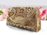 Fancy Evening Party Wear Golden Clutch Bag (DZ15217)