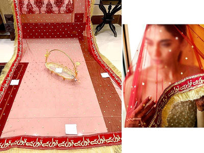 Qubool Hai Embroidered Net Nikkah Dupatta (DZ13345)