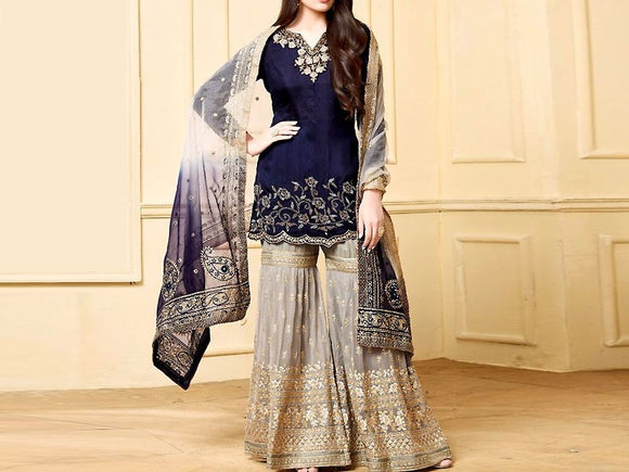 Heavy Embroidered Chiffon Suit (DZ11796)