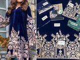 Embroidered Navy Blue Velvet Wedding Dress (DZ12312)