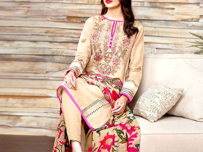 Heavy Front Panel Embroidered Khaddar Dress with Wool Shawl Dupatta (DZ12521)
