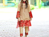 2-Piece Embroidered Linen Dress 2023 (DZ13276)