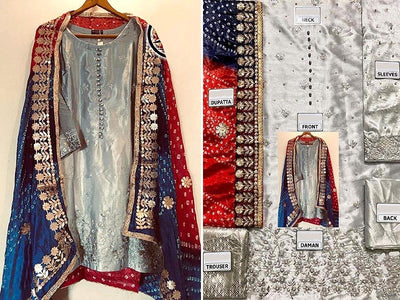 Unstitched Embroidered Organza Dress with Silk Dupatta (DZ13292)