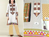 Embroidered Linen Dress with Wool Shawl Dupatta (DZ13530)