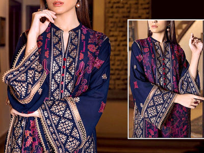 Adorable Full Front Embroidered 2-Piece Lawn Dress (DZ14105)
