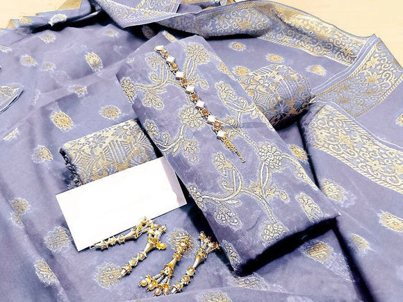 Banarsi Style Cotton Jacquard Suit with Jacquard Dupatta (DZ14176)