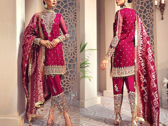 Embroidered Organza Dress with Banarsi Organza Jacquard Dupatta (DZ14655)
