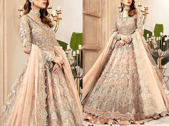 Cream Embroidered Organza Silk Pakistani Bridal Wedding Wear, V Neck, Size:  Free Size at Rs 89000/set in Farrukhabad