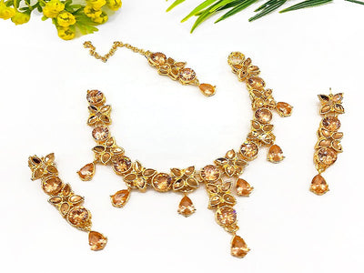 Party Wear Jewelry Set with Earrings & Tikka (DZ14799)