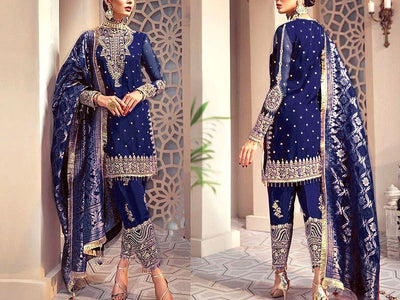 Embroidered Organza Dress with Banarsi Organza Jacquard Dupatta (DZ14910)