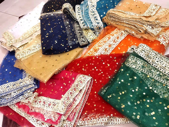 Gota Lace Net Dupatta of Your Color Choice (DZ14996)