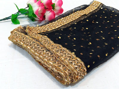 Gota Lace Net Dupatta - Black (DZ14997)