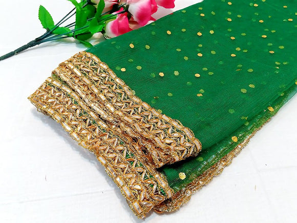 Gota Lace Net Dupatta - Green (DZ15000)