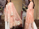 Embroidered Lawn Dress with Embroidered Net Dupatta (DZ15040)