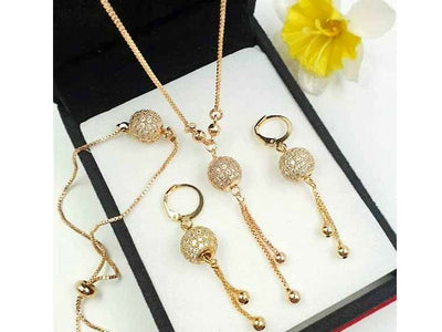 Adorable Ball Shaped Jewelry Set with Bracelet & Earrings (DZ15058)