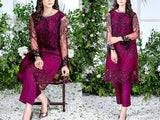 2-Piece Embroidered Fancy Net Party Wear Dress 2022 (DZ15195)