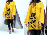 Sequins Embroidered Linen Dress 2022 with Linen Dupatta (DZ15272)