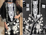 Sequins Neck Embroidered Linen Dress 2022 with Linen Dupatta (DZ15282)