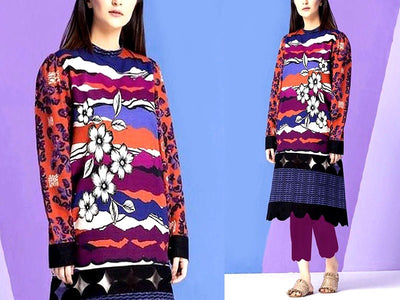 Embroidered Linen Dress 2024 with Linen Dupatta (DZ15293)