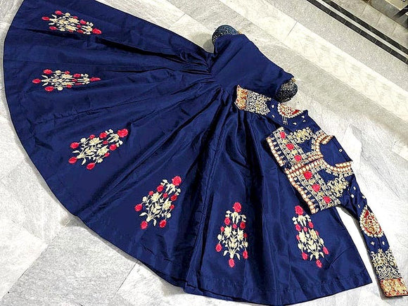 Readymade Koti Style Embroidered Shamoz Silk Maxi (DZ15321)