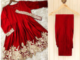 Readymade 2-Piece Embroidered Shamoz Silk Dress (DZ15327)