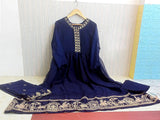 Readymade 3-Piece Embroidered Chiffon Maxi Dress with Embroidered Chiffon Dupatta (DZ15331)