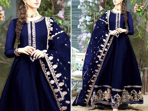 Readymade 3-Piece Embroidered Chiffon Maxi Dress with Embroidered Chiffon Dupatta (DZ15331)