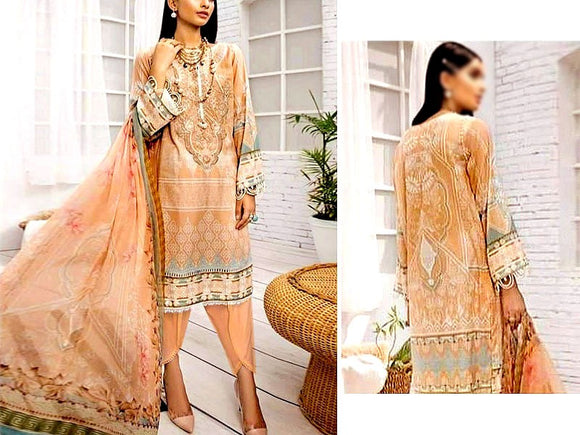 Embroidered Linen Dress 2024 with Wool Shawl Dupatta (DZ15396)