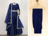 Readymade 3-Piece Embroidered Silk Maxi Dress with Embroidered Chiffon Dupatta (DZ15397)
