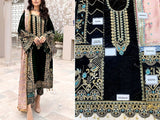 Embroidered Black Velvet Wedding Dress 2023 (DZ15404)