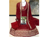 Readymade 3-Piece Mirror Work Embroidered Chiffon Maxi Dress with Chiffon Dupatta (DZ15411)