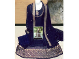 Readymade 3-Piece Mirror Work Embroidered Chiffon Maxi Dress with Chiffon Dupatta (DZ15412)