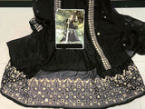 Readymade 3-Piece Mirror Work Embroidered Chiffon Maxi Dress with Chiffon Dupatta (DZ15413)