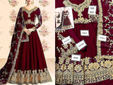 Indian Embroidered Chiffon Anarkali Style Maxi Dress 2022 (DZ15414)