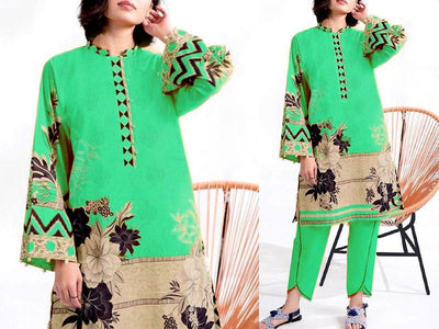 Embroidered Linen Dress 2022 with Linen Dupatta (DZ15419)
