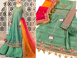 Heavy Embroidered Chiffon Bridal Maxi Dress 2022 with Embroidered Net Dupatta (DZ15430)
