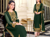Elegant Embroidered Green Chiffon Party Dress 2022 (DZ15433)