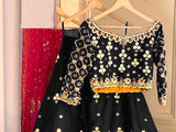 Readymade Embroidered Shamoz Silk Choli Lehenga Dress - Black (DZ15440)
