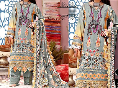 Elegant Embroidered Karandi Dress with Karandi Shawl (DZ15472)