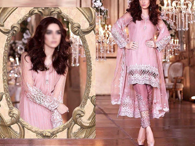 Heavy Embroidered & Handwork Chiffon Wedding Dress 2024 (DZ15499)