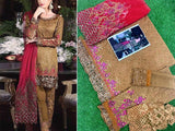 Embroidered Chiffon Wedding Dress with Embroidered Net Dupatta (DZ15504)