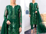 Handwork Heavy Embroidered Green Organza Wedding Dress (DZ15505)
