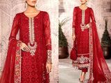 Luxury Heavy Embroidered Red Chiffon Wedding Dress (DZ15506)