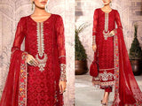 Luxury Heavy Embroidered Red Chiffon Wedding Dress 2024 (DZ15506)